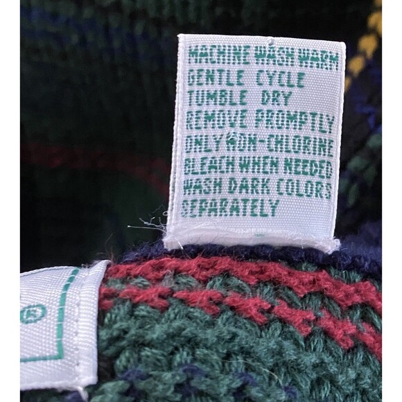 Vtg IZOD Blue Green Pullover Sweater Casual Work Golf 46" Chest - Picture 7 of 8